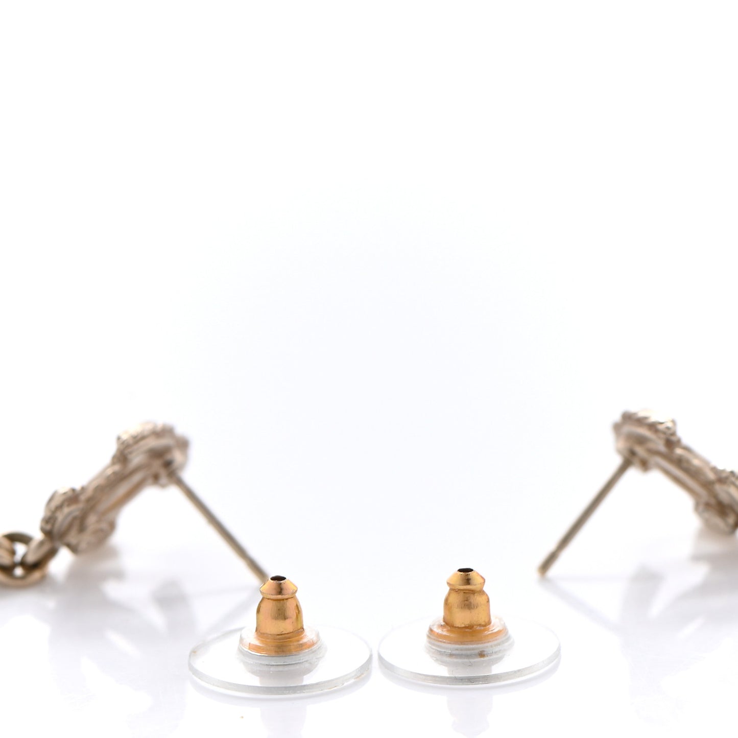 Medallion CC Drop Earrings Light Gold