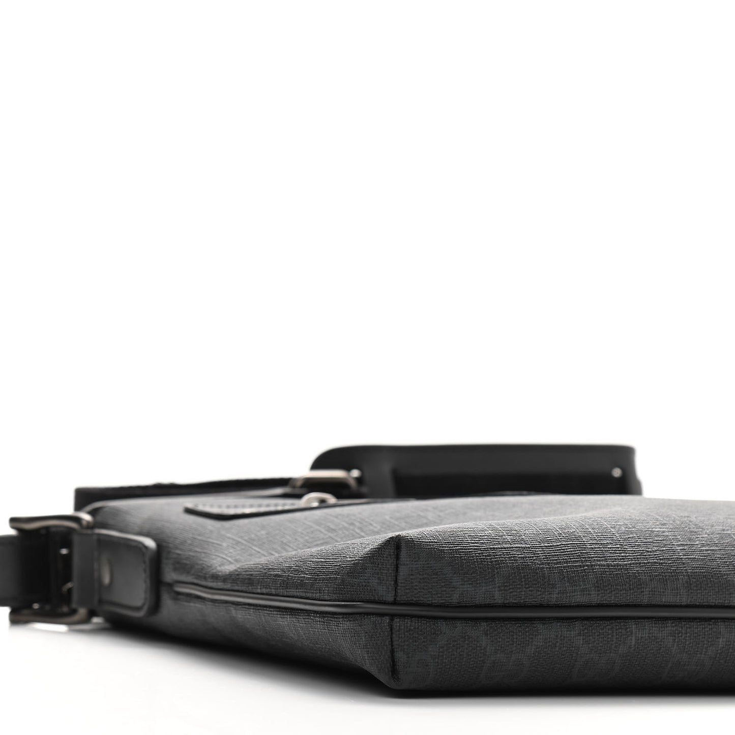 GG Supreme Monogram Flat Messenger Bag Black Grey