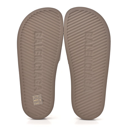 Balenciaga Rubber Allover Logo Pool Slide Sandals 38 Dark Mink 5 of 10