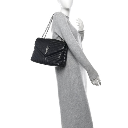 Saint Laurent Calfskin Y Quilted Monogram Medium Loulou Chain Satchel Black 2 of 7