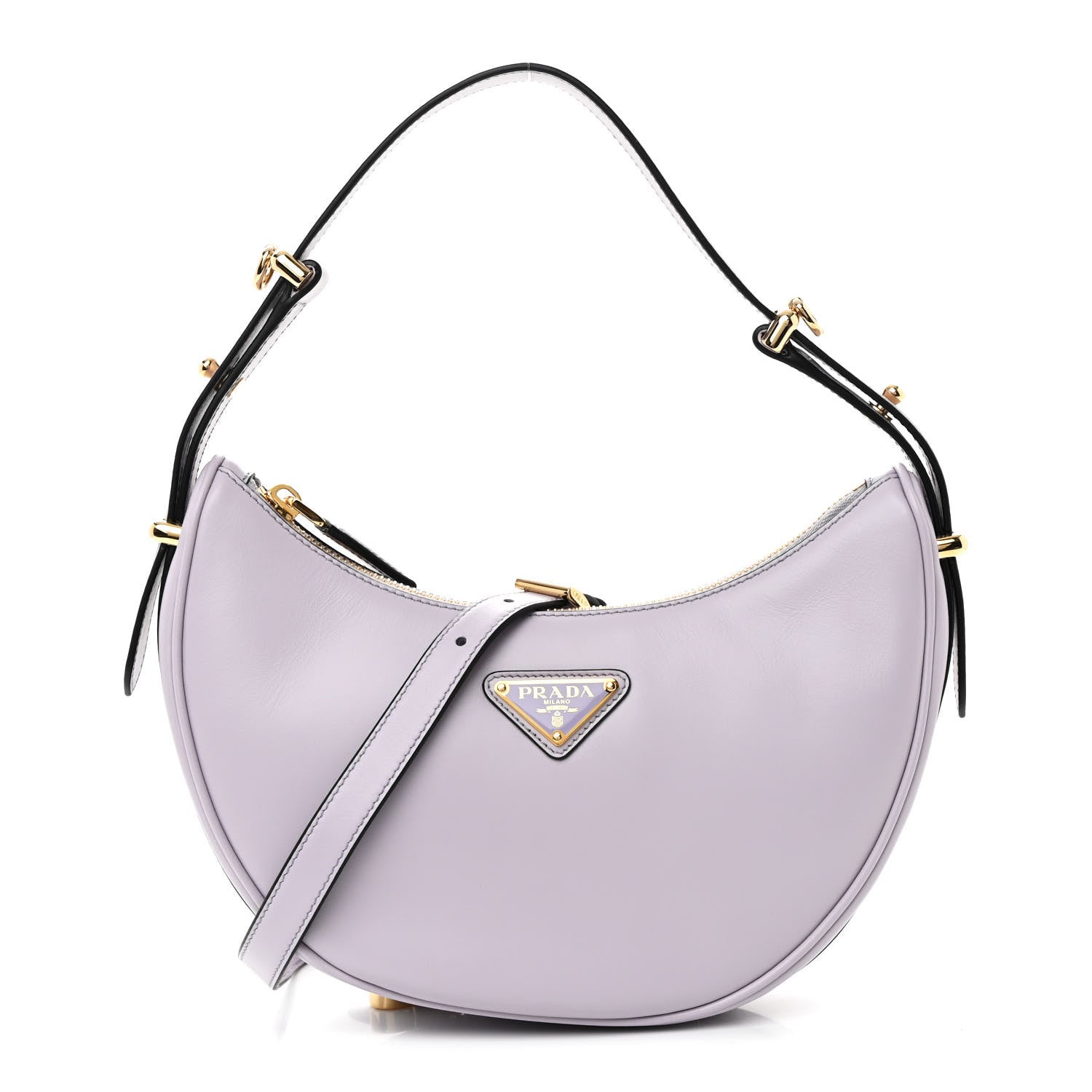 Prada Soft Calfskin Arque Shoulder Bag Glicine 1 of 10