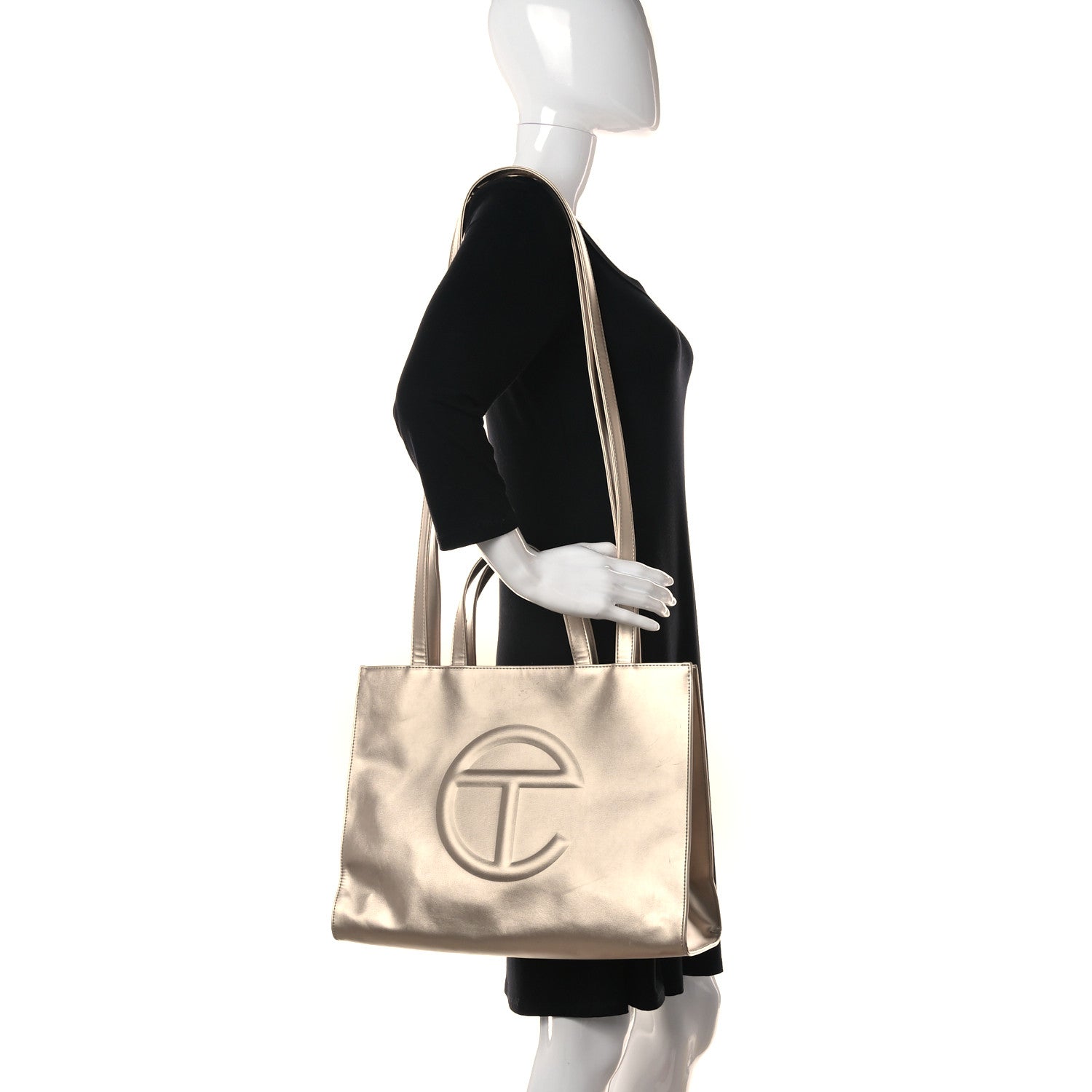 Telfar Metallic Vegan Leather Medium Shopping Bag Gold 2 of 8