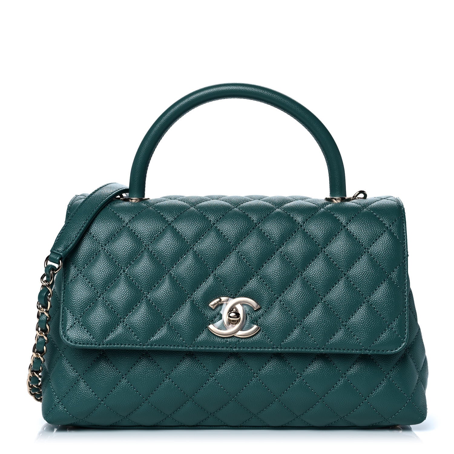 Chanel Caviar Quilted Small Coco Handle Flap Green 1 of 11