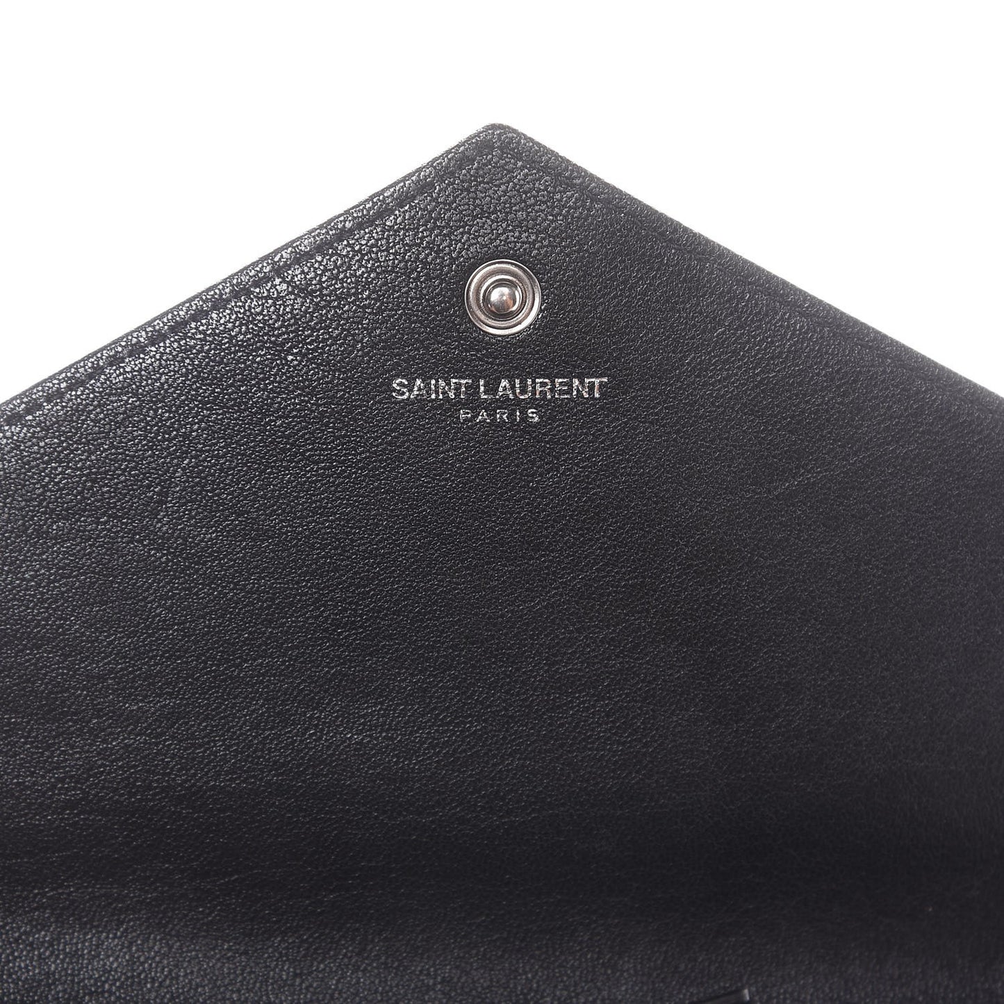 Sheepskin Tri-Quilt Monogram Envelope Chain Wallet Black