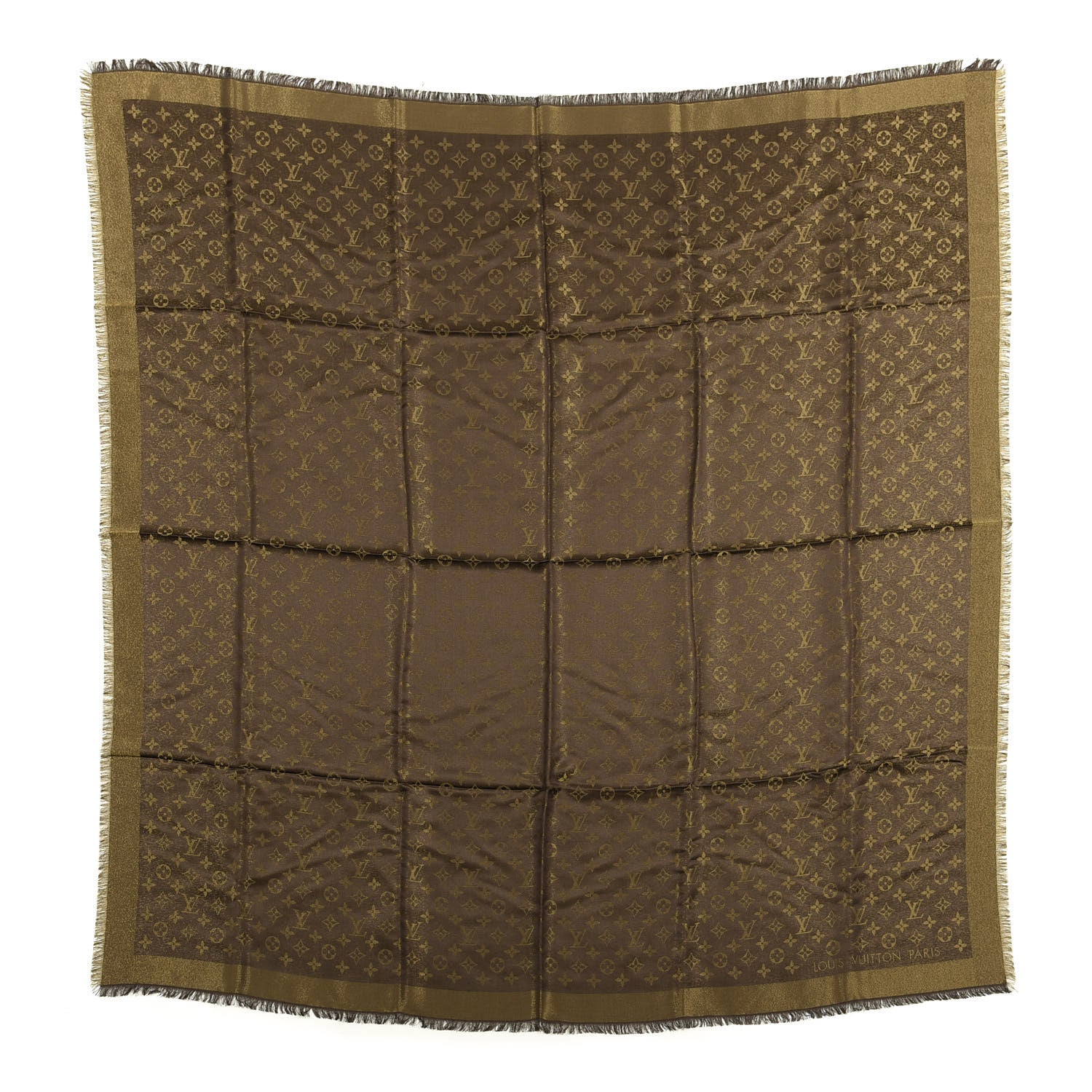 Louis Vuitton Silk Lurex Wool Monogram Shine Shawl Brown 1 of 3