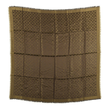 Louis Vuitton Silk Lurex Wool Monogram Shine Shawl Brown 1 of 3