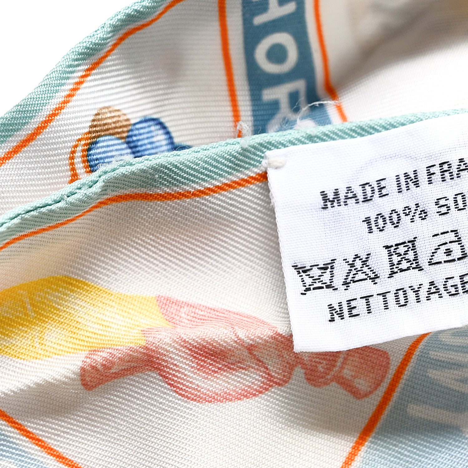Hermes Silk Funny Ice Cream Twilly Aqua Orange Jaune 5 of 10
