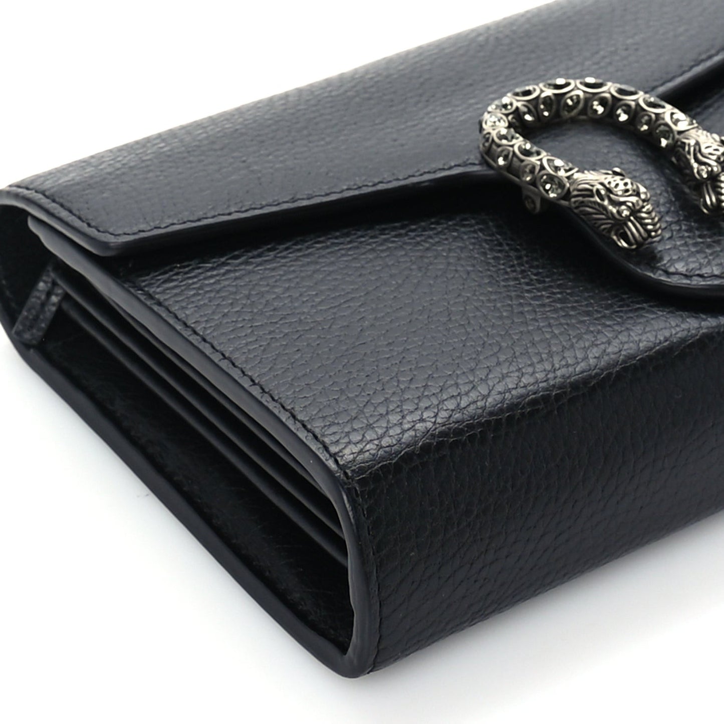 Dollar Calfskin Crystal Mini Dionysus Chain Wallet  Black