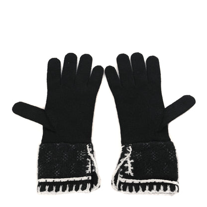 Chanel Cashmere Blend CC Gloves Black White 2 of 4