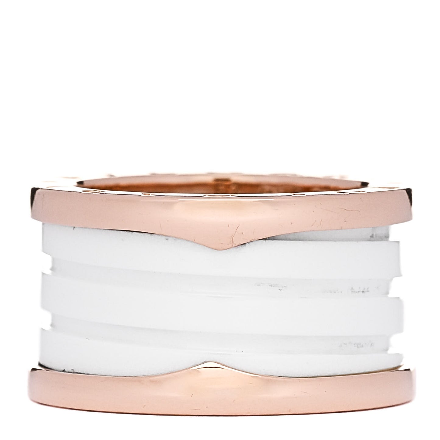 18K Rose Gold White Ceramic B.Zero1 Four-Band Ring 52 6