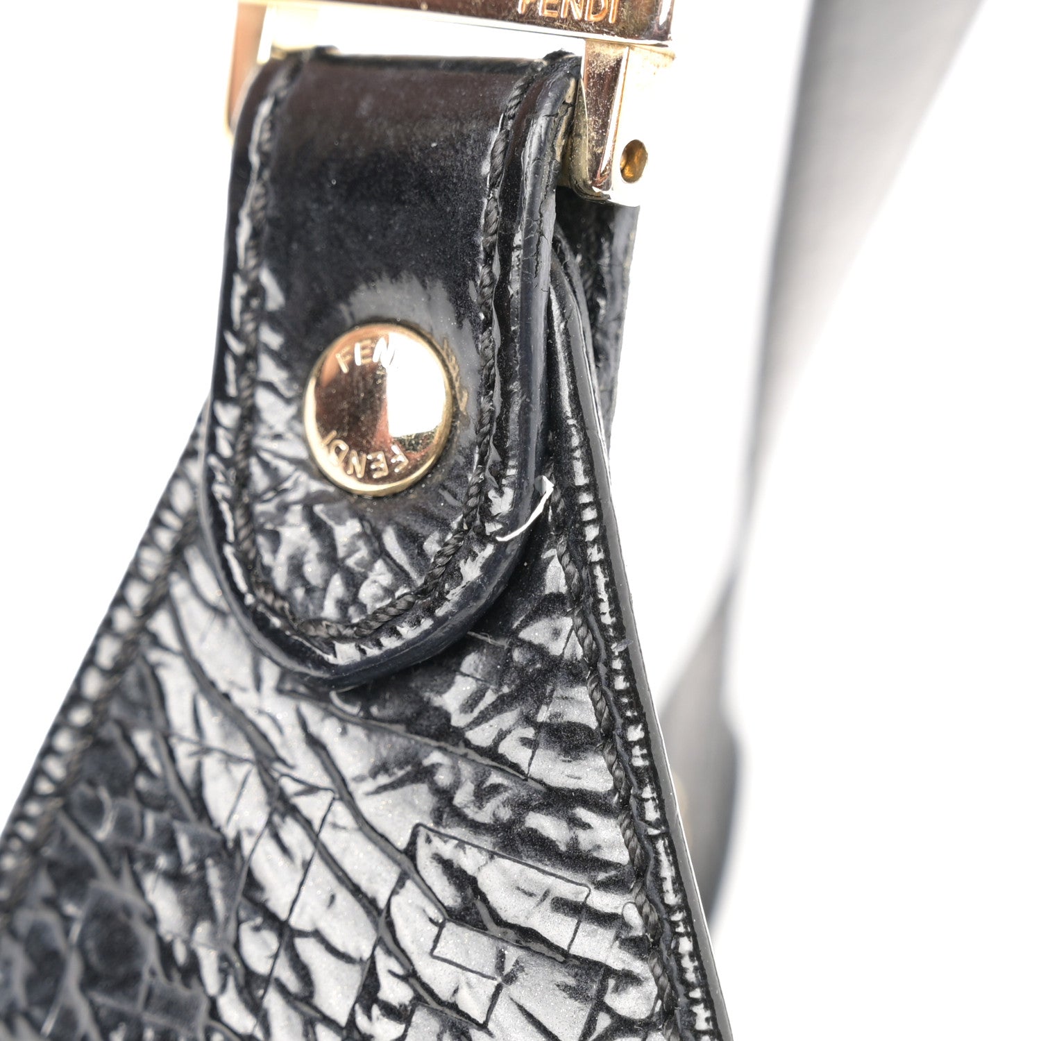 Fendi Crinkled Patent FF Hobo Shoulder Bag Black 11 of 11