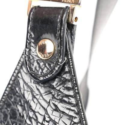 Fendi Crinkled Patent FF Hobo Shoulder Bag Black 11 of 11