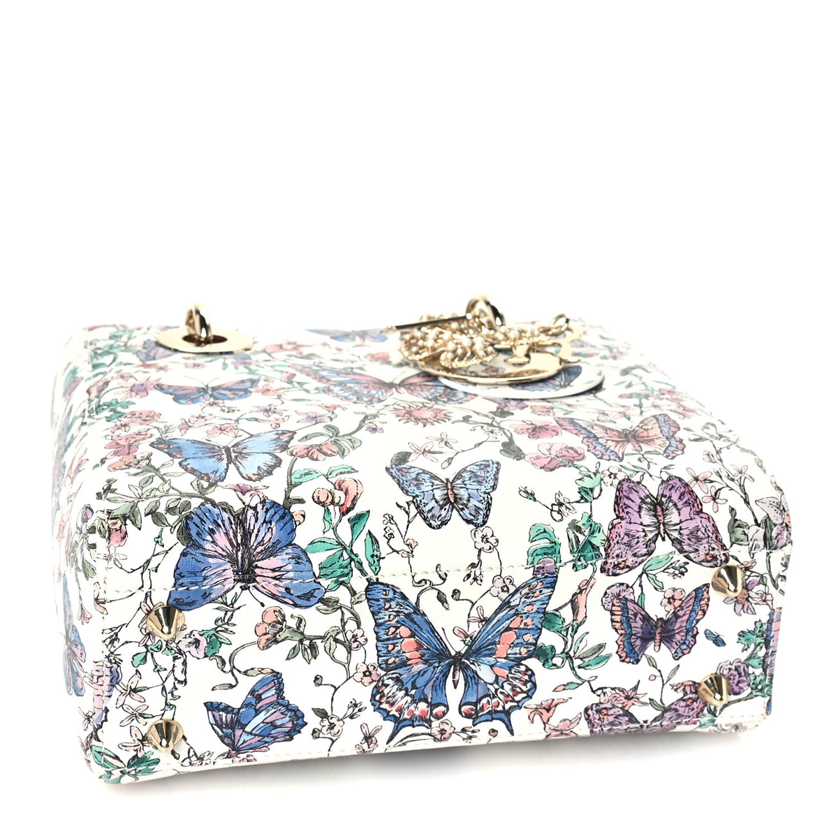 Calfskin Printed Toile De Jouy Small Lady Dior White Multicolor