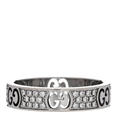 Gucci 18K White Gold Diamond Icon Stardust Band Ring 52/6 1 of 5