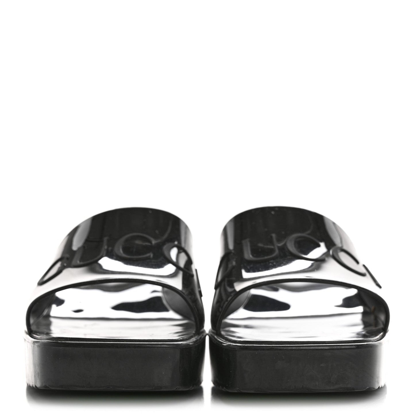Rubber Logo Womens Platform 20/60mm Slide Sandals 35 Black