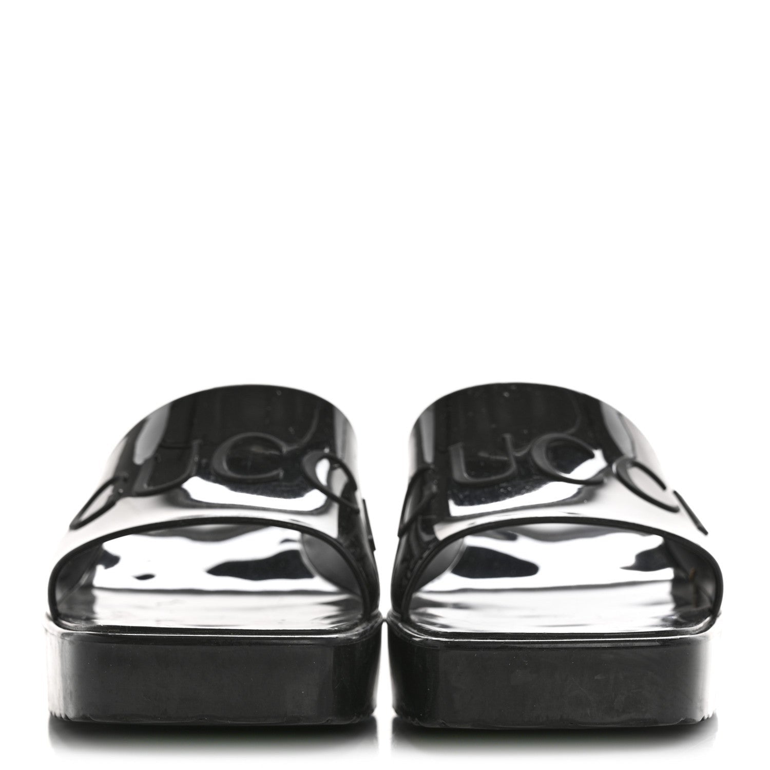 Gucci Rubber Logo Womens Platform 20/60mm Slide Sandals 35 Black 3 of 7