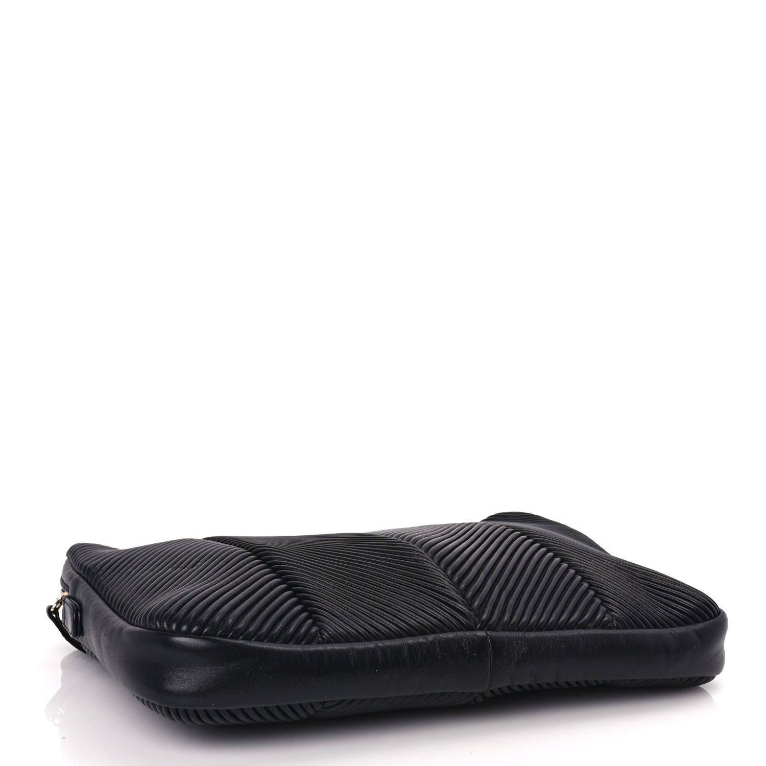 Chanel Lambskin Chevron Pleated Large Cosmetic Case Black 4 of 8