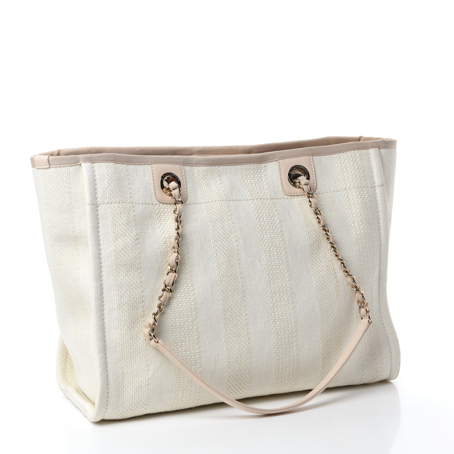 Chanel Straw Raffia Calfskin Striped Small Deauville Tote Beige 3 of 11