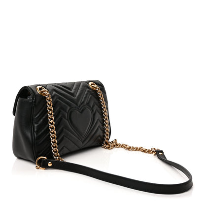Gucci Calfskin Matelasse Small GG Marmont Shoulder Bag Black 2 of 8