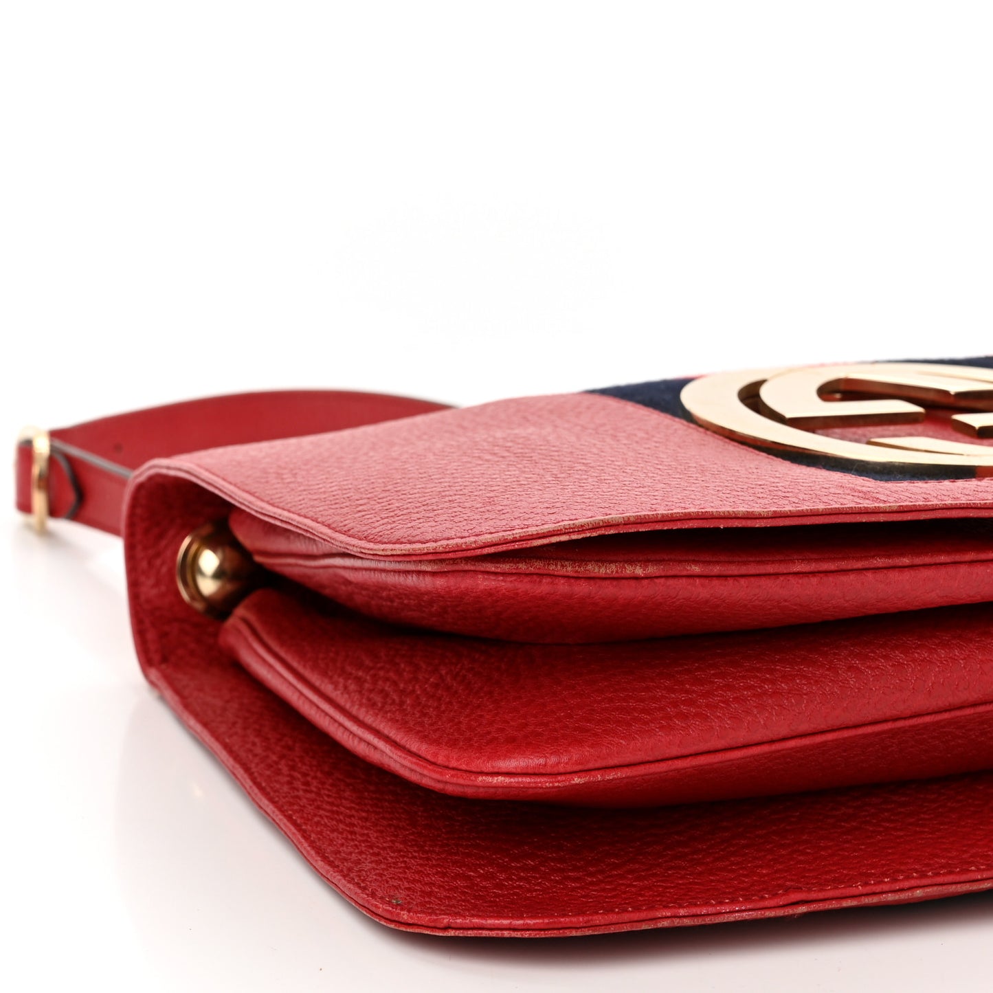 Pebbled Calfskin Web Blondie Hobo Red