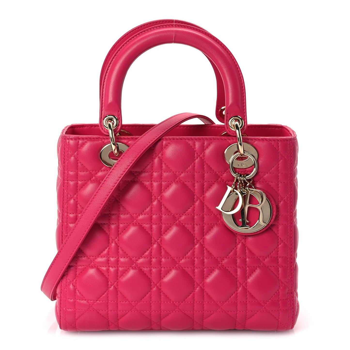 Lambskin Cannage Medium Lady Dior  Fuchsia