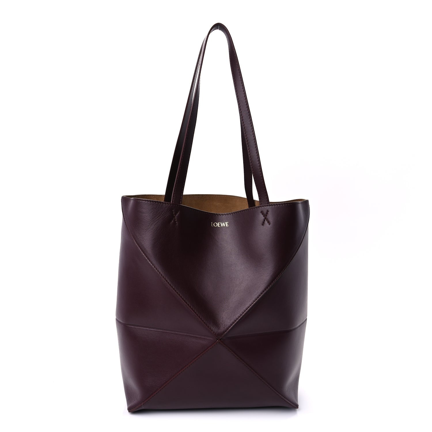 Loewe Shiny Calfskin Medium Puzzle Fold Tote  Dark Burgundy 1 of 8