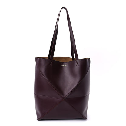Loewe Shiny Calfskin Medium Puzzle Fold Tote  Dark Burgundy 1 of 8