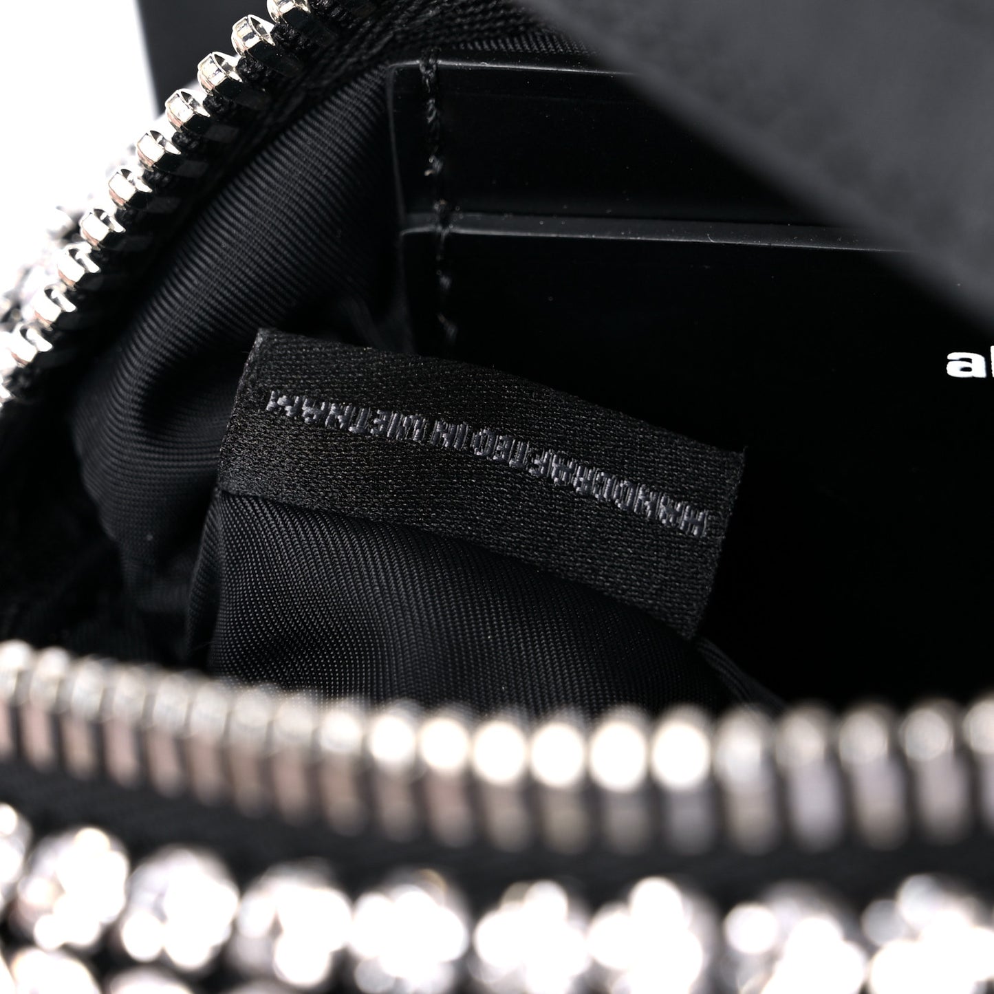 Mesh Crystal Rhinestone Mini Heiress Pouch Black Silver