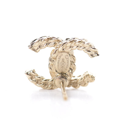 Chanel Crystal CC Earrings Gold Pink 4 of 5