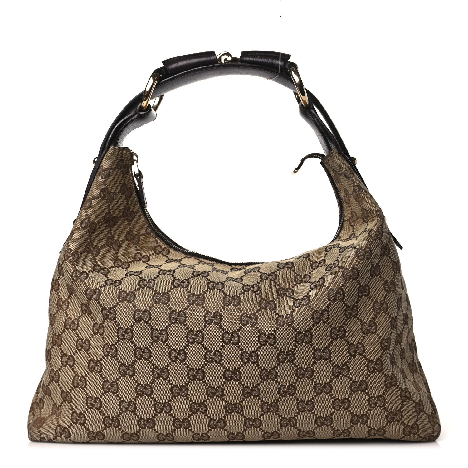 Gucci Monogram Medium Horsebit Chain Hobo Dark Brown 1 of 11