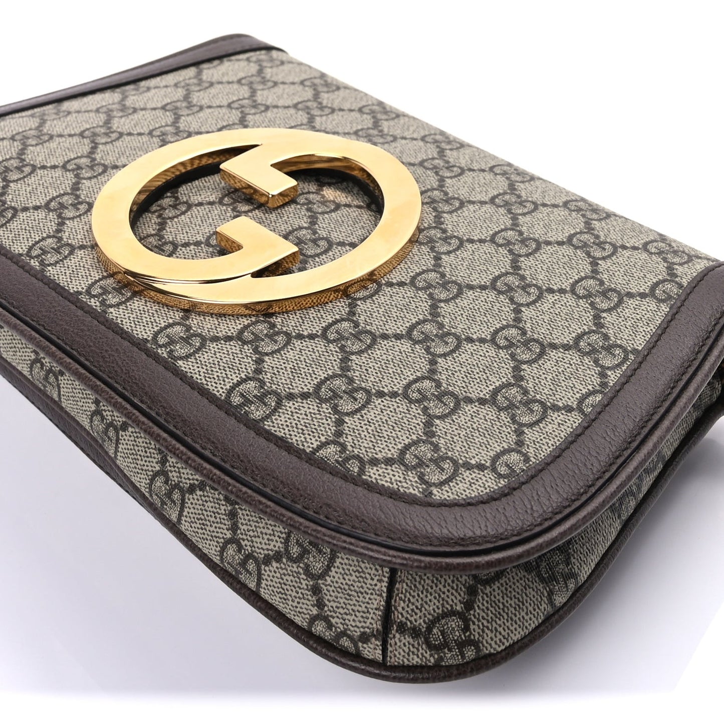GG Supreme Monogram Textured Dollar Calfskin Blondie Chain Shoulder Flap Bag Beige Ebony New Acero