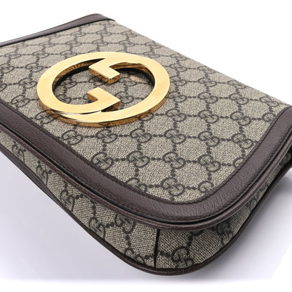 Gucci GG Supreme Monogram Textured Dollar Calfskin Blondie Chain Shoulder Flap Bag Beige Ebony New Acero 8 of 8