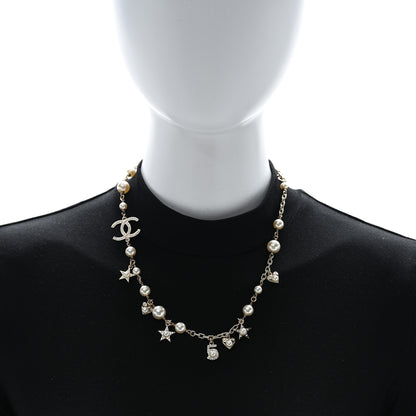 Chanel Metal Crystal Pearl CC Star Short Necklace Gold 2 of 4