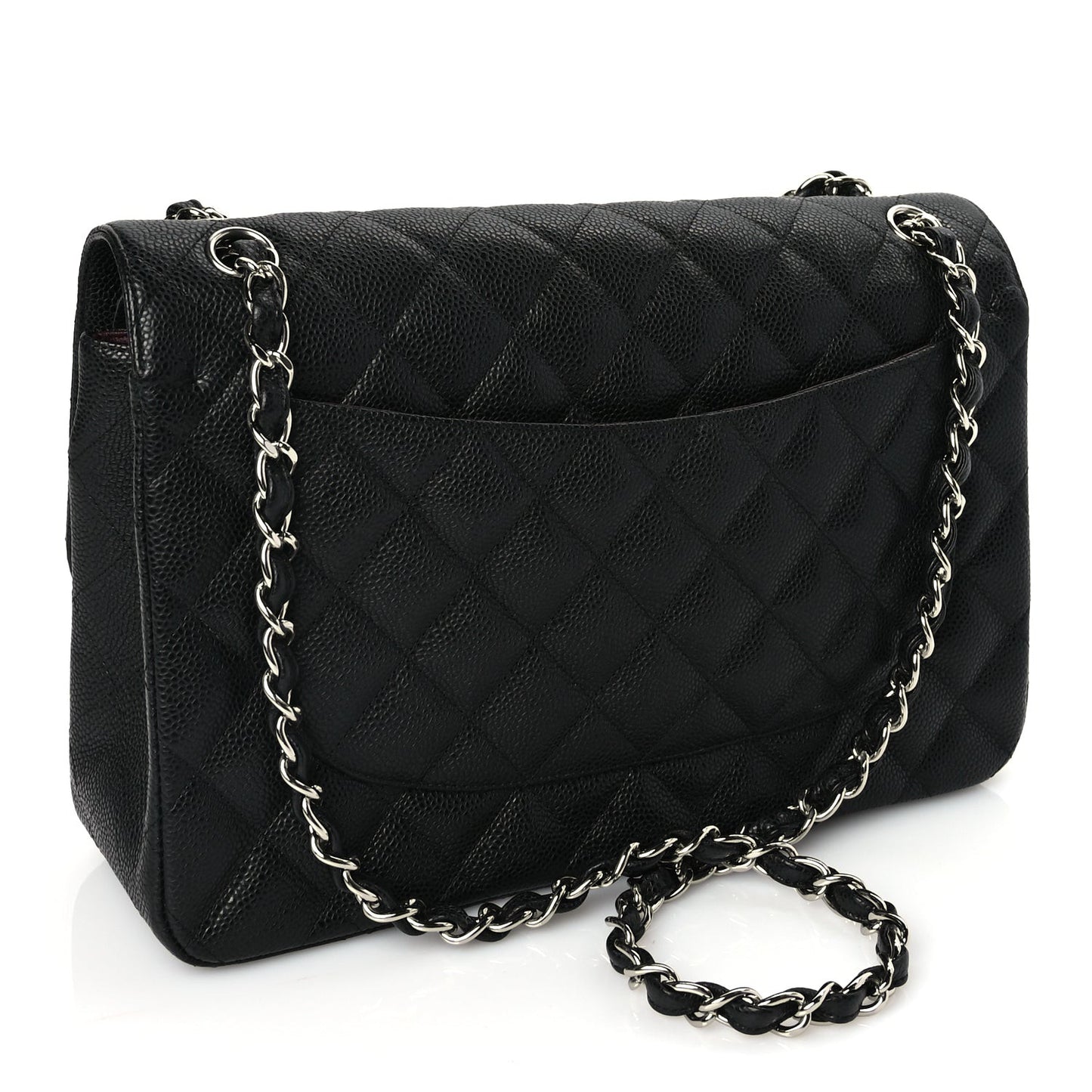 Caviar Quilted Jumbo Double Flap Black