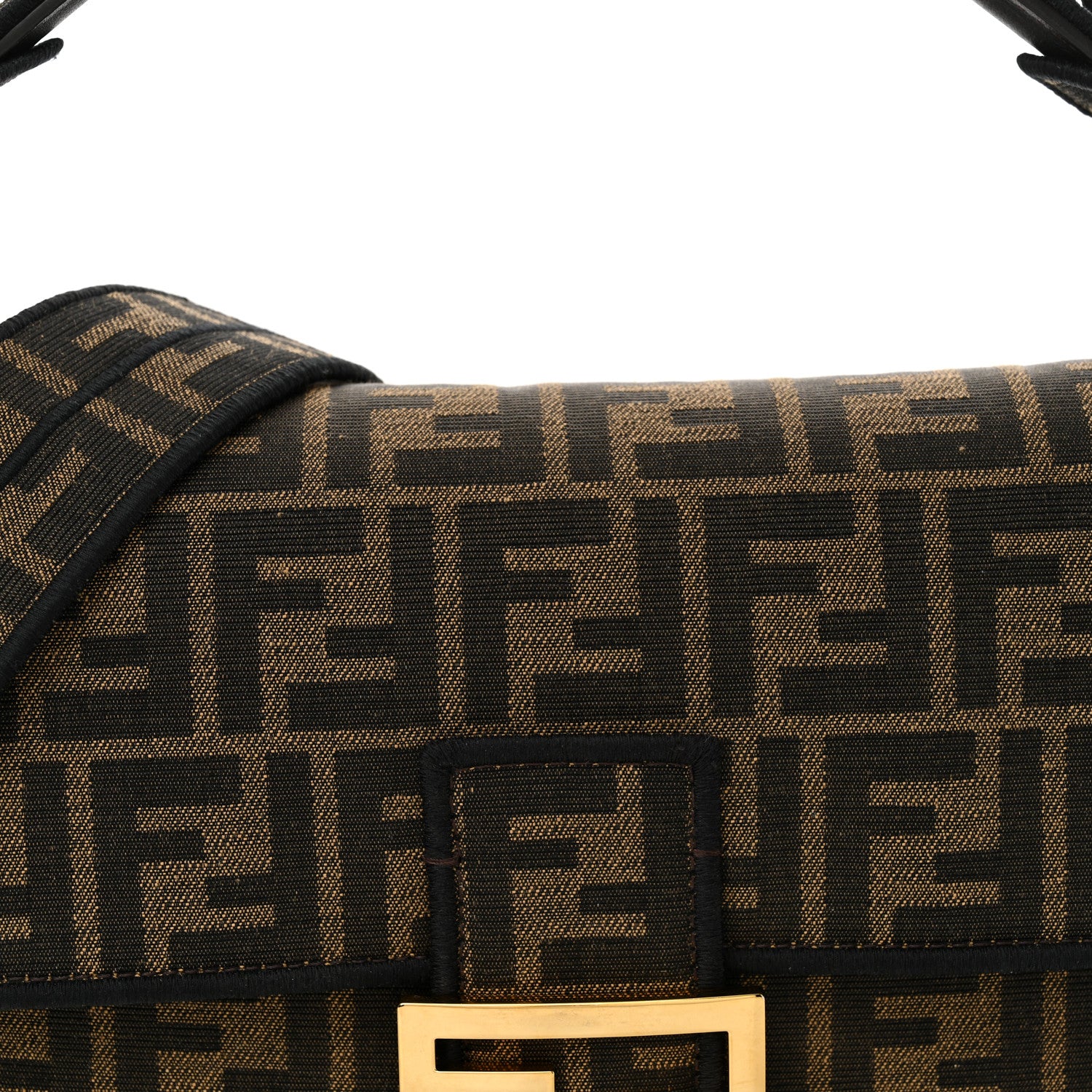Fendi Fabric Jacquard FF 1974 Medium Baguette Tobacco Moro Black 7 of 10