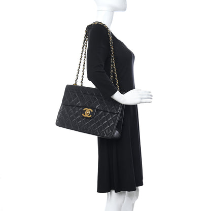 Chanel Lambskin Quilted XL Jumbo Single Flap Black 2 of 10
