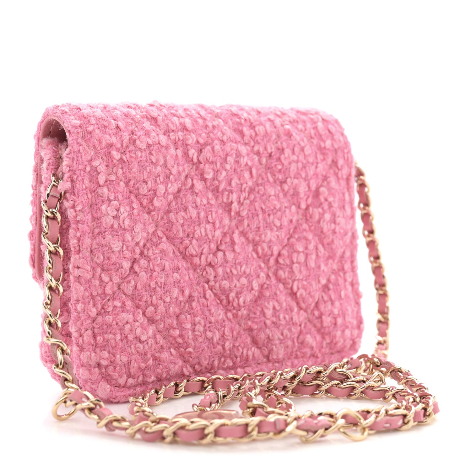Chanel Tweed Quilted Flap Chain Waist Bag Pink 2 of 11