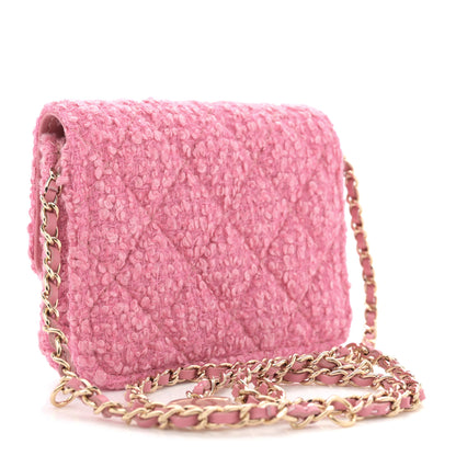 Chanel Tweed Quilted Flap Chain Waist Bag Pink 2 of 11