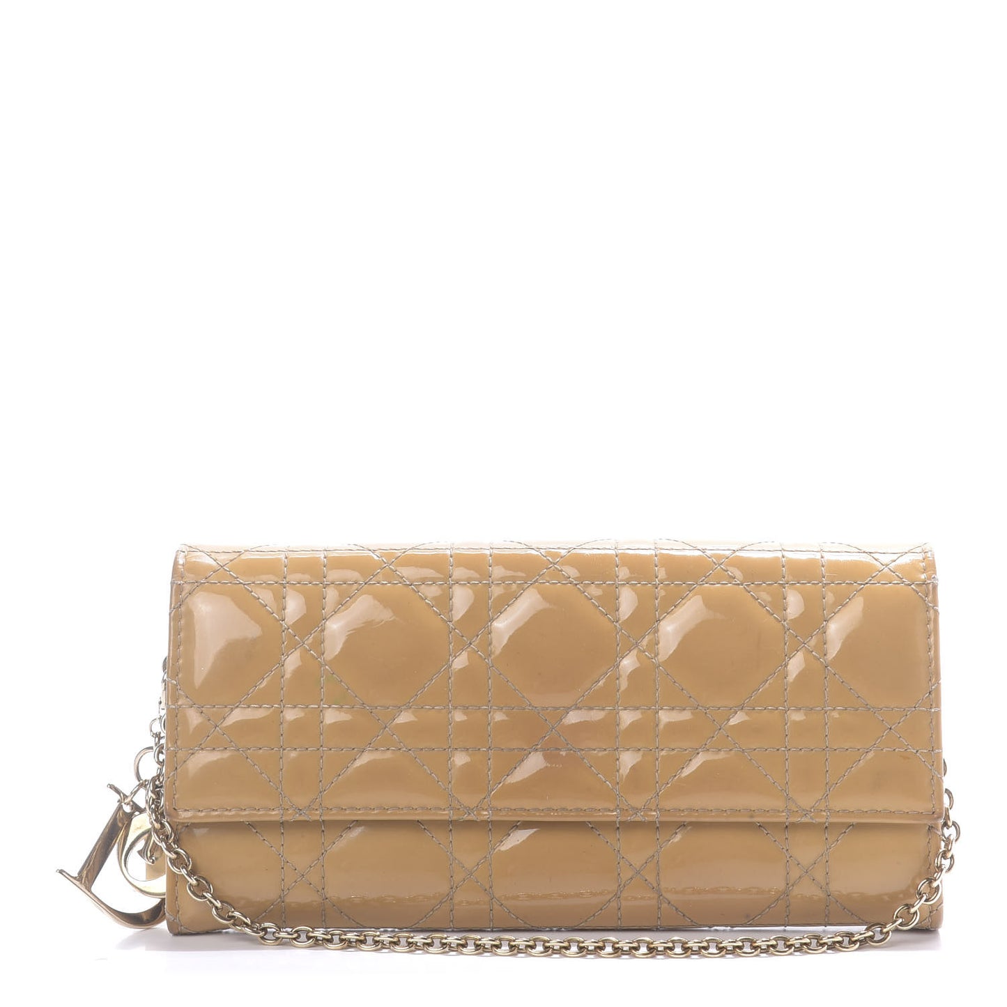 Patent Cannage Rendezvous Chain Wallet Beige