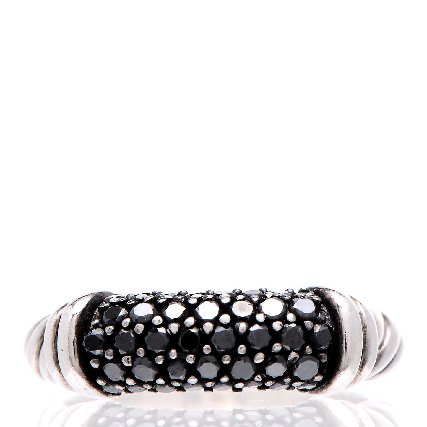 Sterling Silver Black Diamond Cable Candy Ring 49.3 5