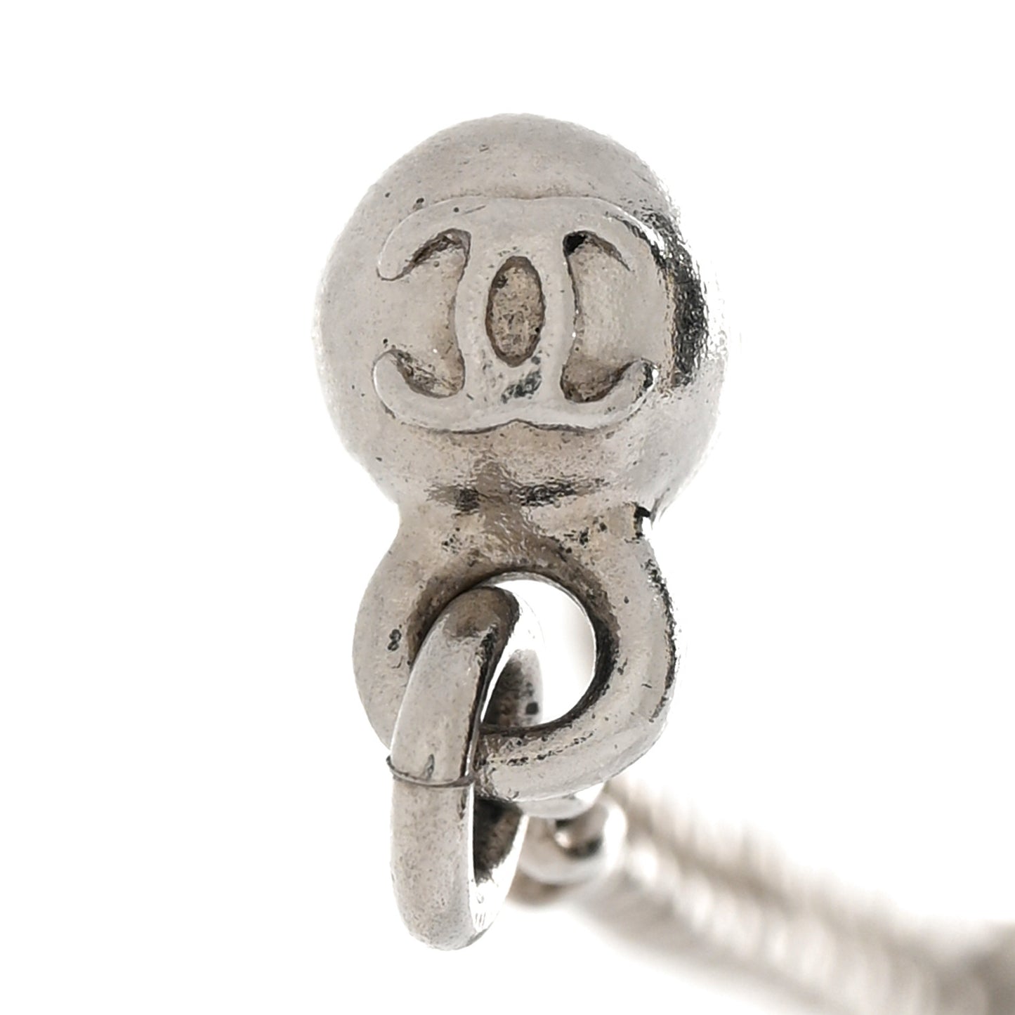 Baguette Crystal CC Drop Earrings Silver