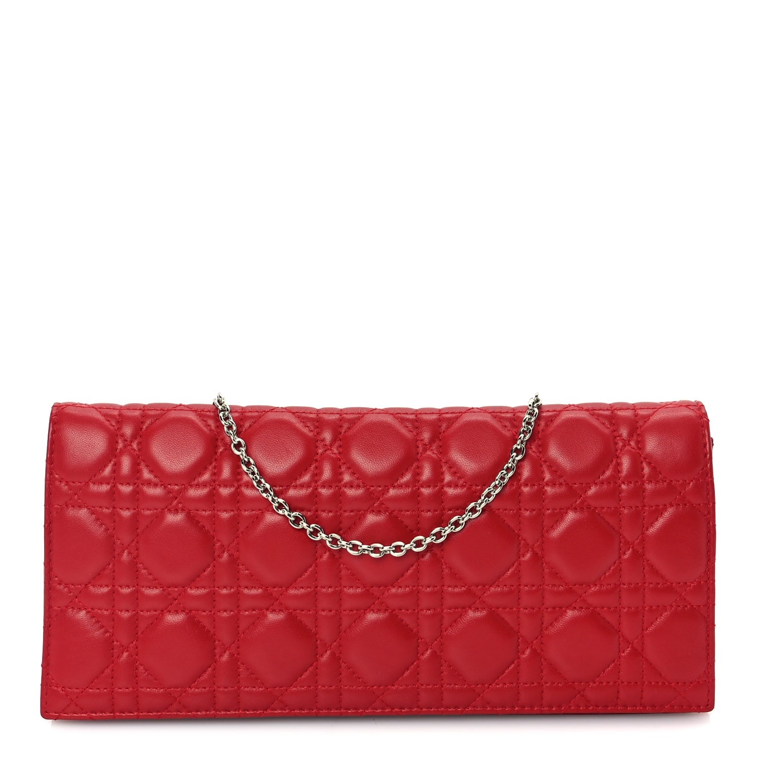 Christian Dior Lambskin Cannage Lady Dior Convertible Clutch Red 1 of 8