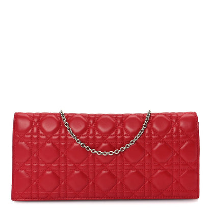 Christian Dior Lambskin Cannage Lady Dior Convertible Clutch Red 1 of 8