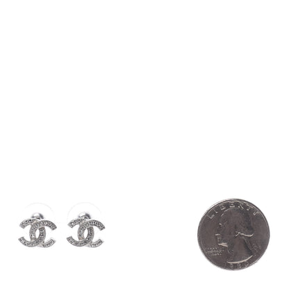 Chanel Crystal Mini Timeless CC Earrings Silver 2 of 5