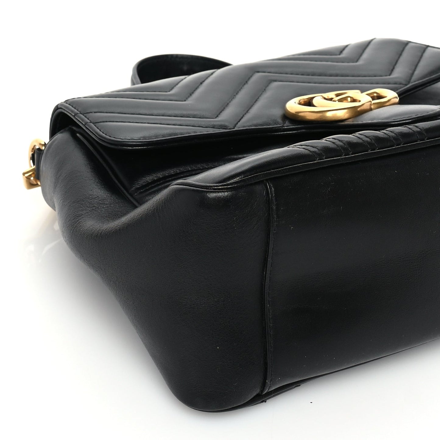 Calfskin Matelasse Small GG Marmont Top Handle Shoulder Bag Black