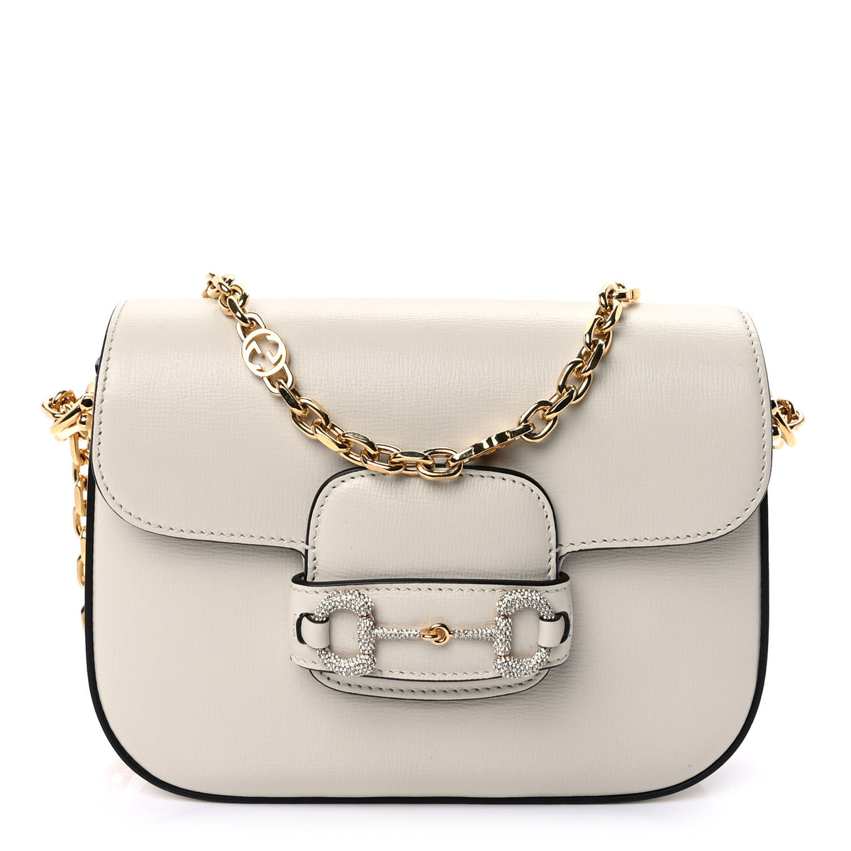 Gucci Azalea Calfskin Mini Crystal Horsebit 1955 Shoulder Bag Mystic White 1 of 8