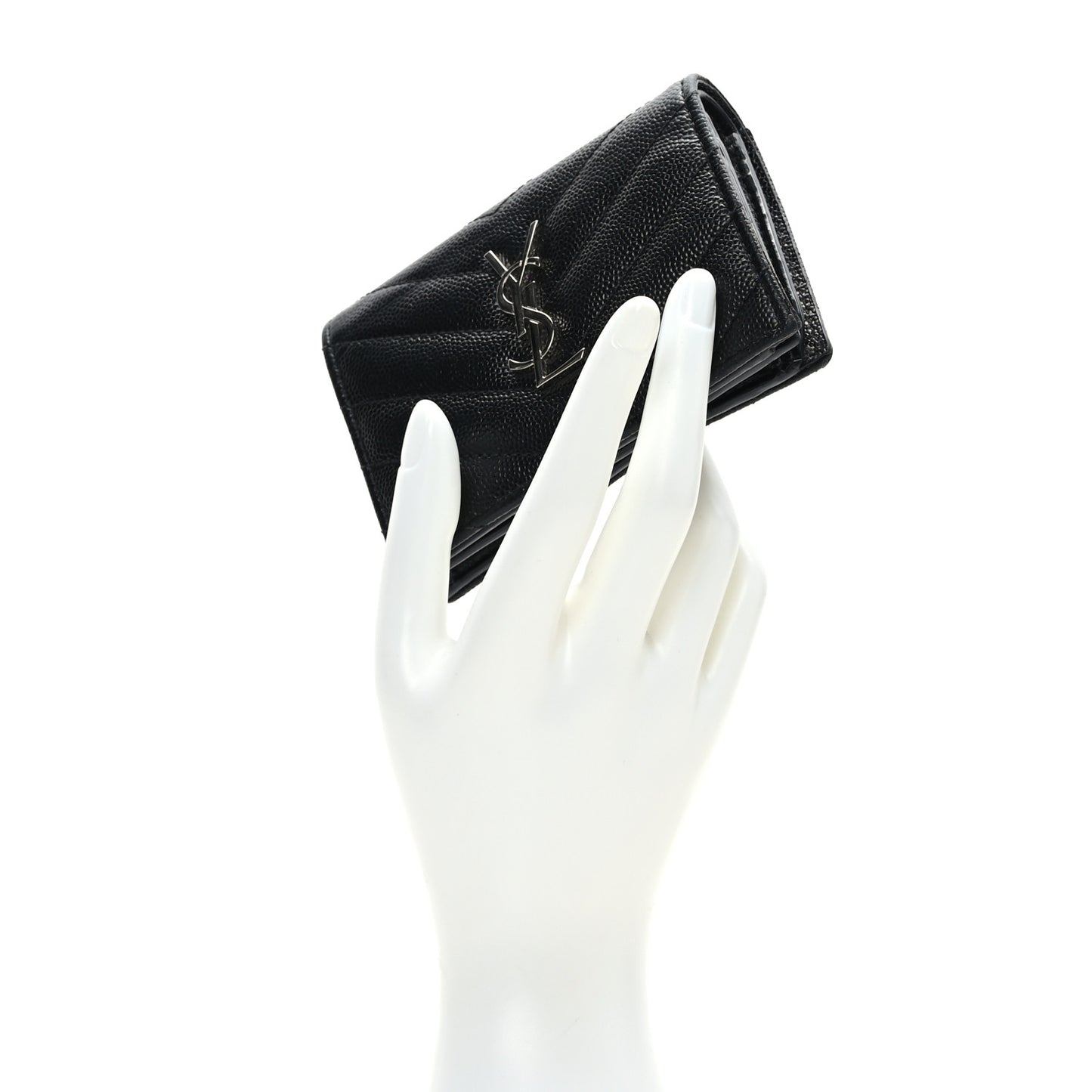 Grain De Poudre Matelasse Chevron Monogram Card Case Black