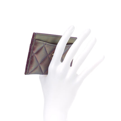 Chanel Iridescent Lambskin Quilted Card Holder Purple 2 of 14