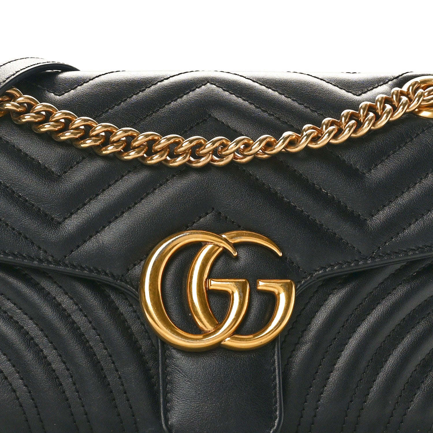 Gucci Calfskin Matelasse Small GG Marmont Shoulder Bag Black 8 of 11
