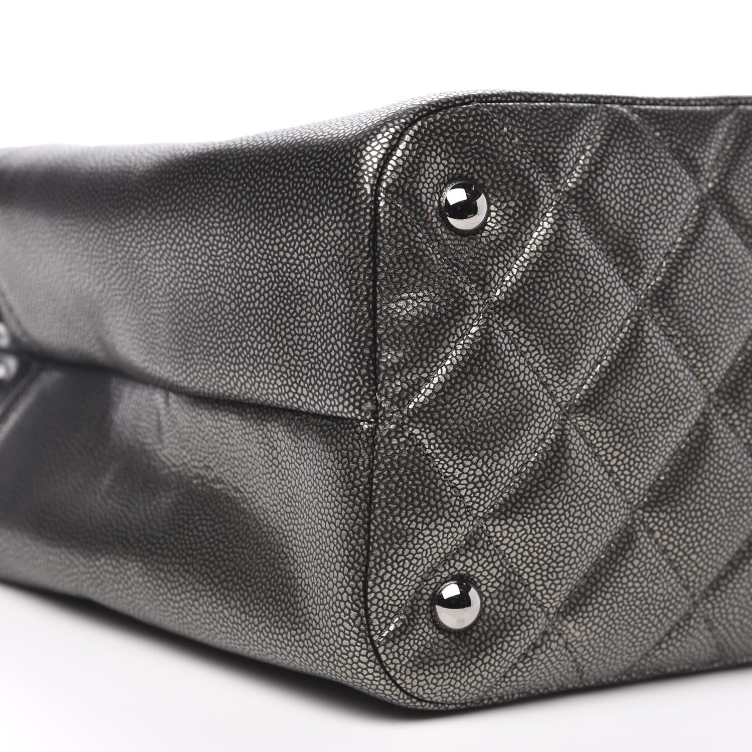 Chanel Metallic Caviar Quilted CC Timeless Tote Dark Silver 8 of 10